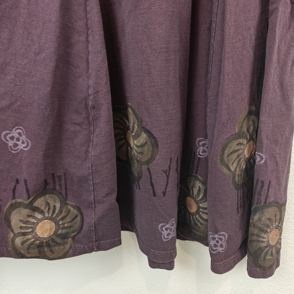 Blue Fish VTG Langenlook Eggplant Purple Hand Painted Floral Maxi Dress Sz 2 - Picture 3 of 16